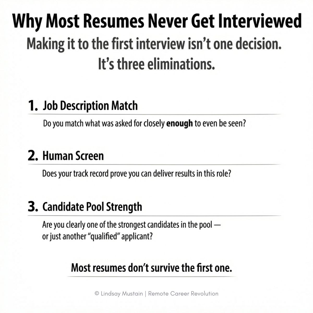 AI Isn't Why You're Not Getting Interviews. It's Just the First of Three Eliminations.